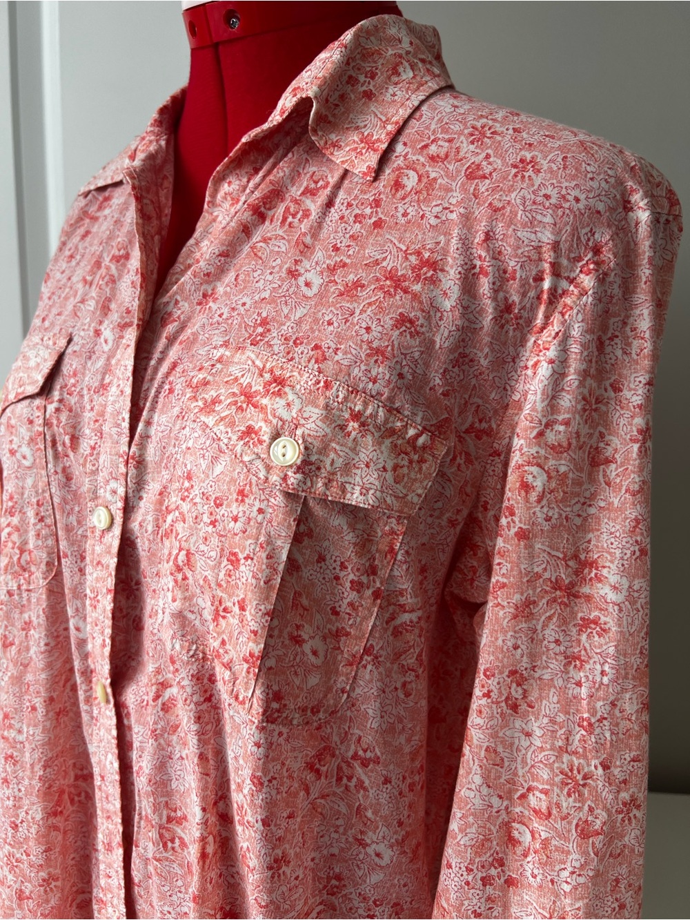 Ralph Lauren Pink and Red Floral Button-Front Shirt - Picture 4 of 7